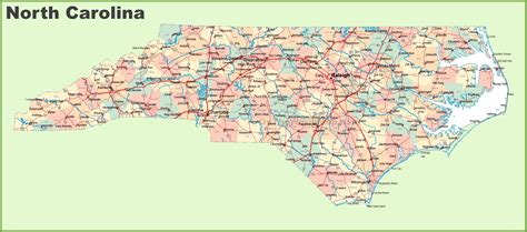Map of NC Counties with Cities
